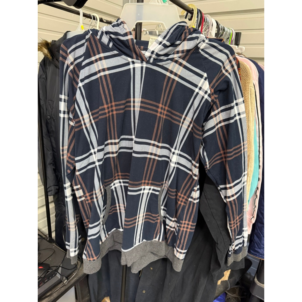 Women's Lildy Plaid Hoodie L-XL Navy Brown